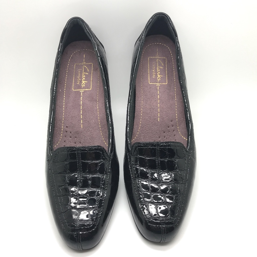 CLARKS KEESHA LUCA BLACK PATENT/CROC SHOES